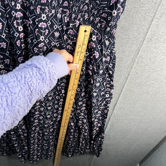 Destination 365 Printed Short-Sleeve Midi Dress with Smo Black Abstract XLP - Picture 8 of 15